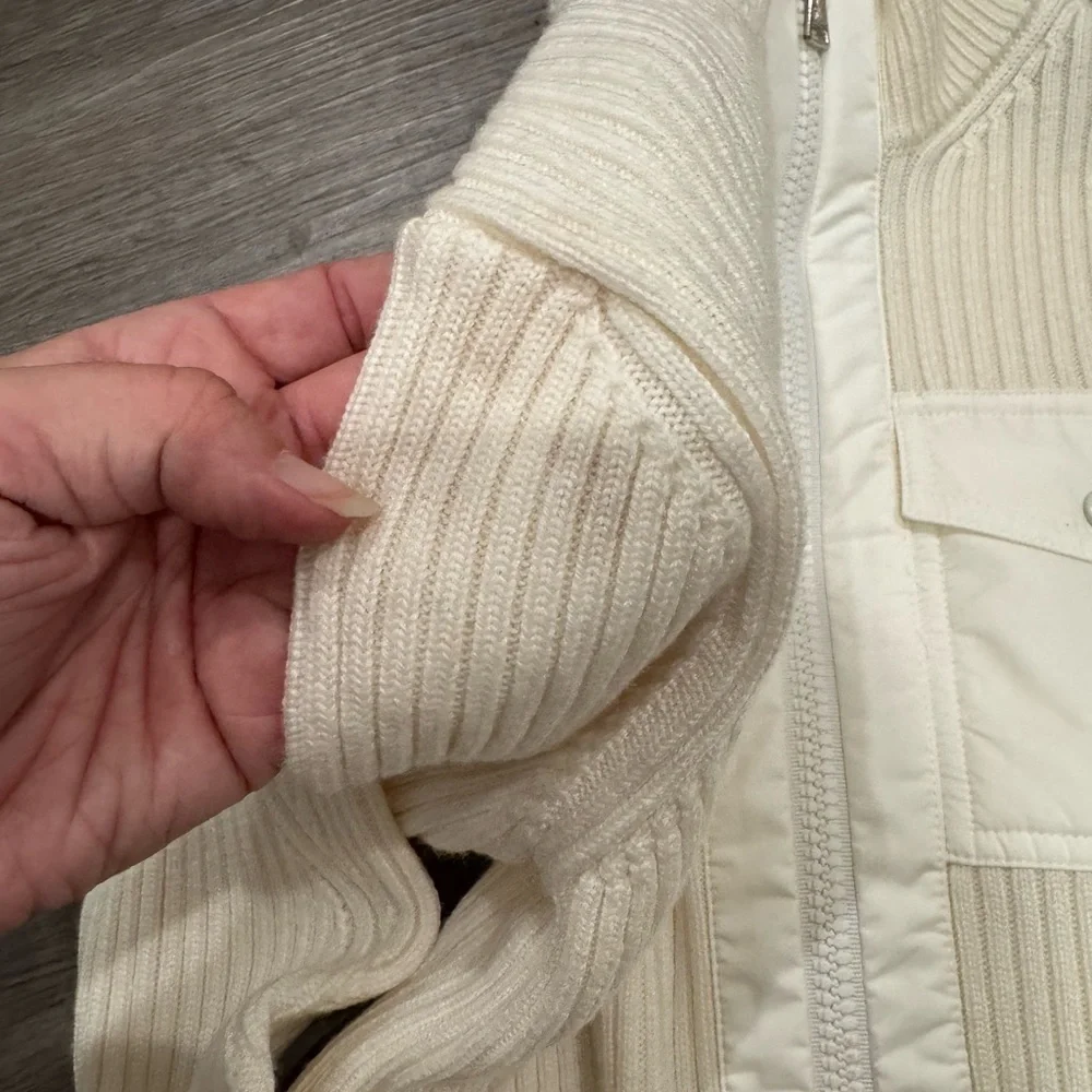 Moncler Cardigan Tricot White Zip Up Knitted Sweater Cardigan